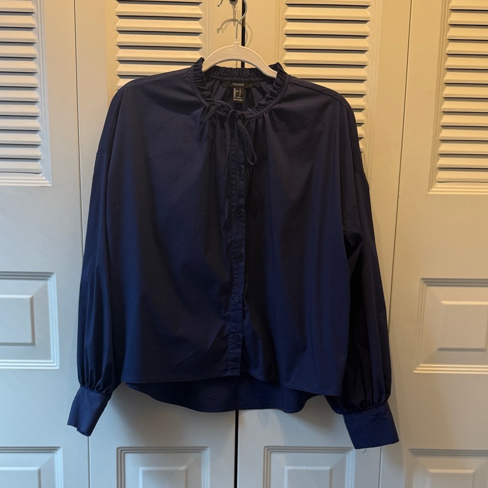 Forever 21 Navy Blue Button-Up Blouse